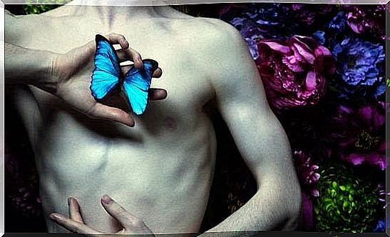 man with butterfly