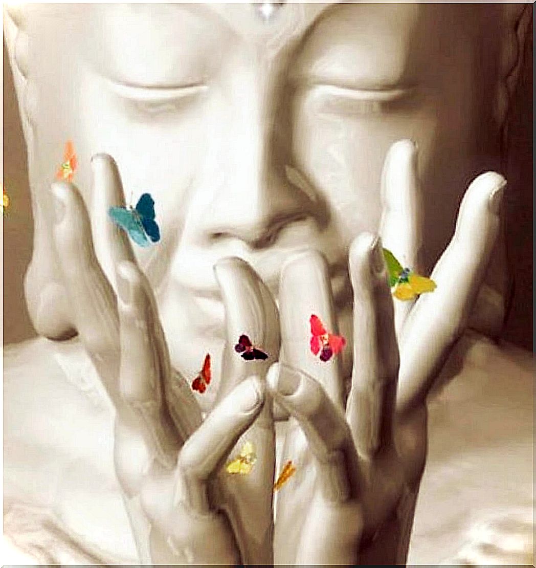 Buddha with butterflies