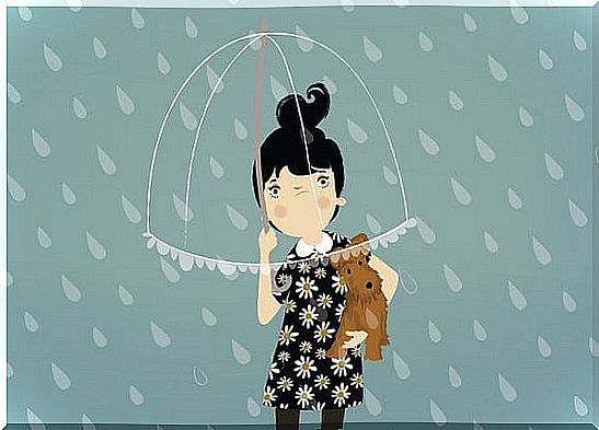 angry girl in the rain