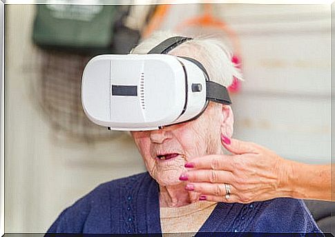 Woman with virtual reality glasses